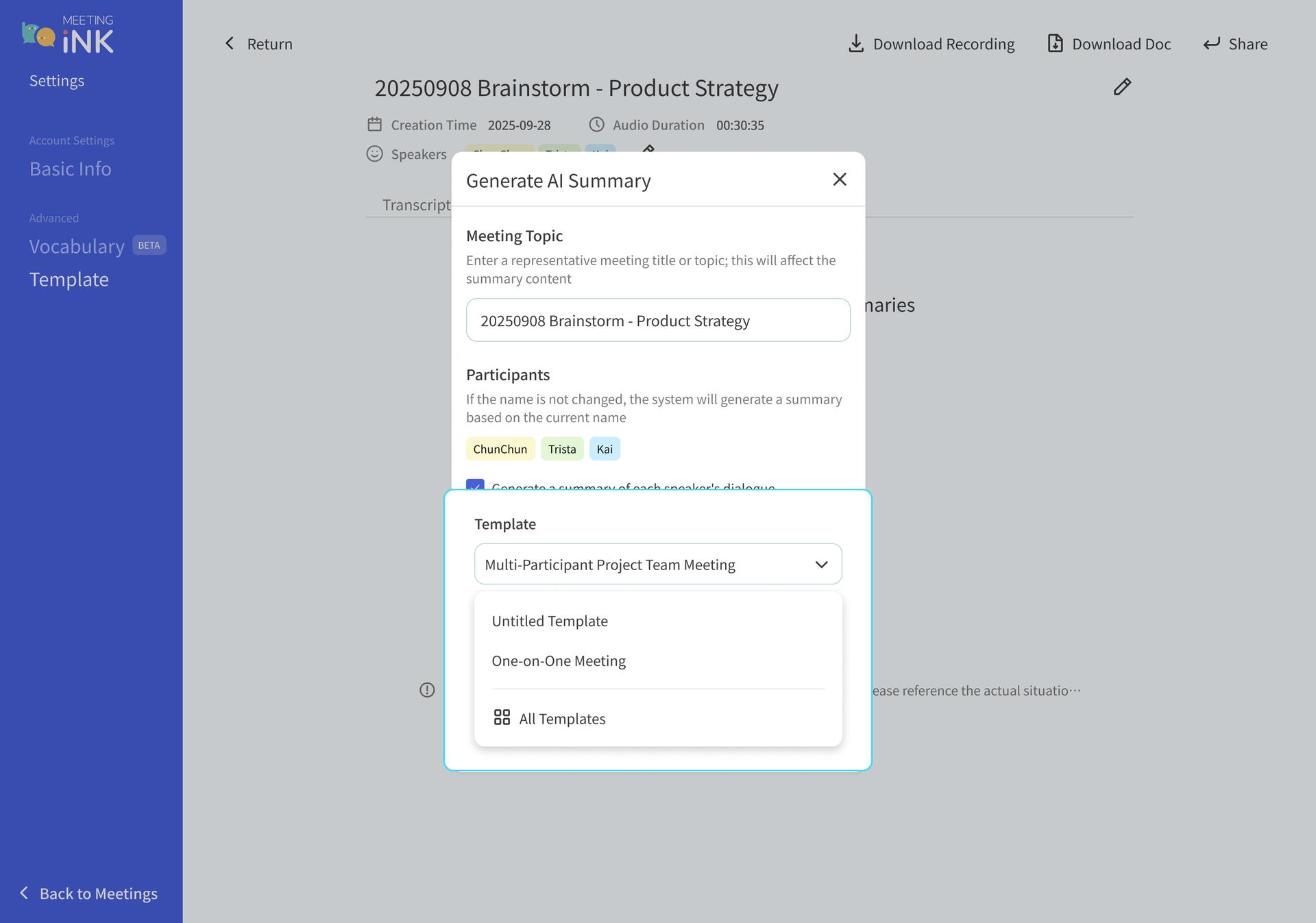 new AI summary templates