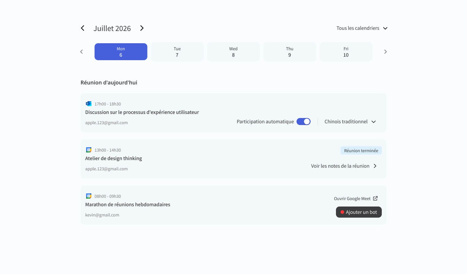 Robot de réunion en ligne