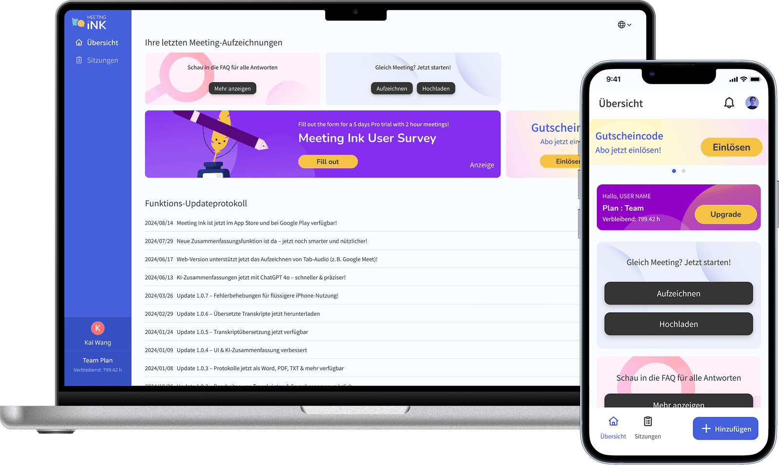 Aufnahme per Mobile-App